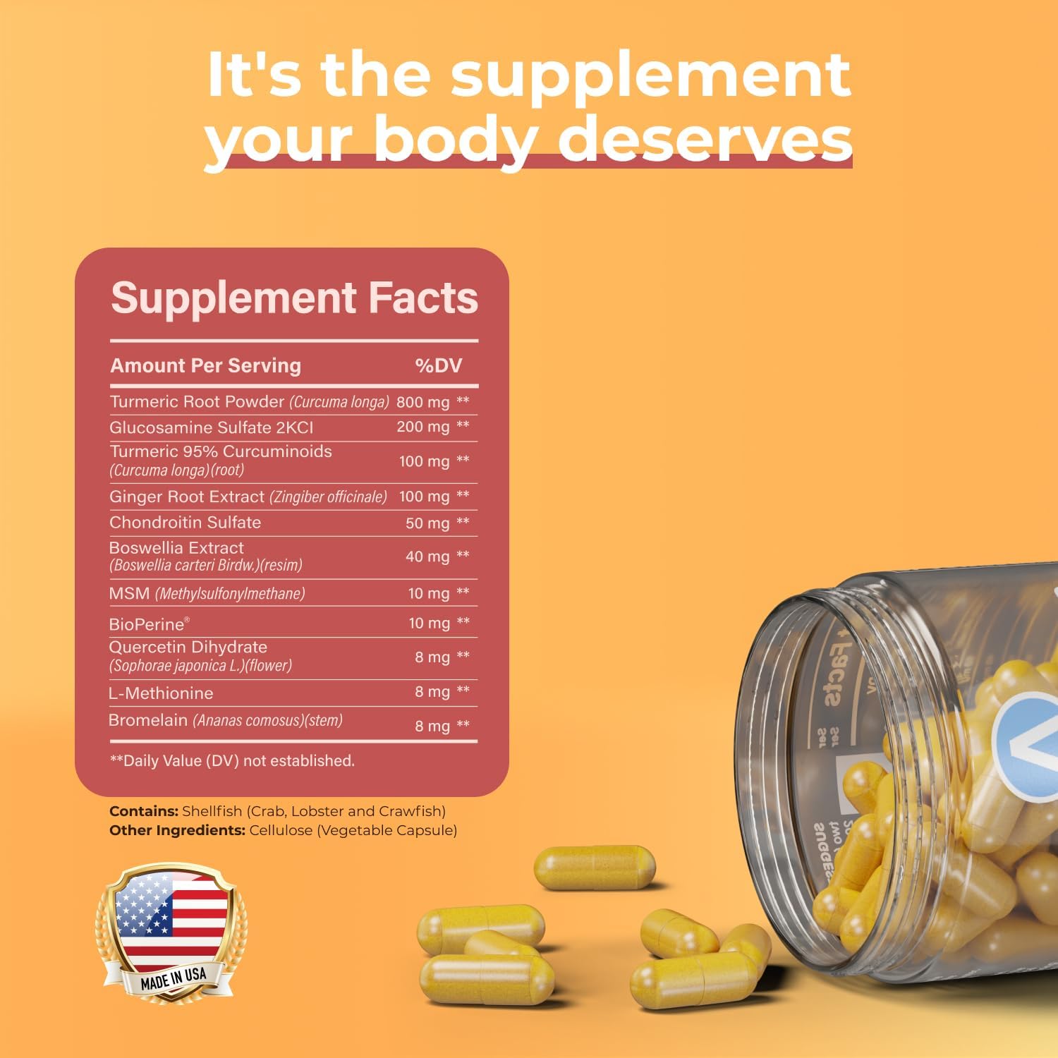 Advanced Turmeric Supplement for Inflammation & Joint Support - 60 Capsules with Ginger, Bioperine, & Bromelain by Avenir Nutrition