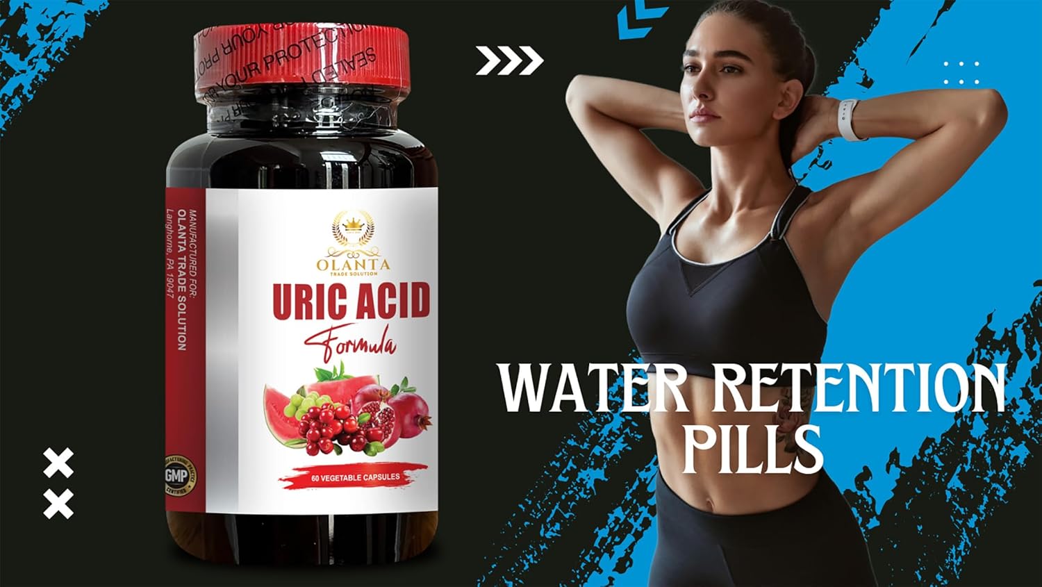 Advanced Uric Acid Formula Complex - Joint Support & Water Retention Pills with Milk Thistle, Tart Cherry, Green Coffee Beans, Pomegranate - 1 Bottle