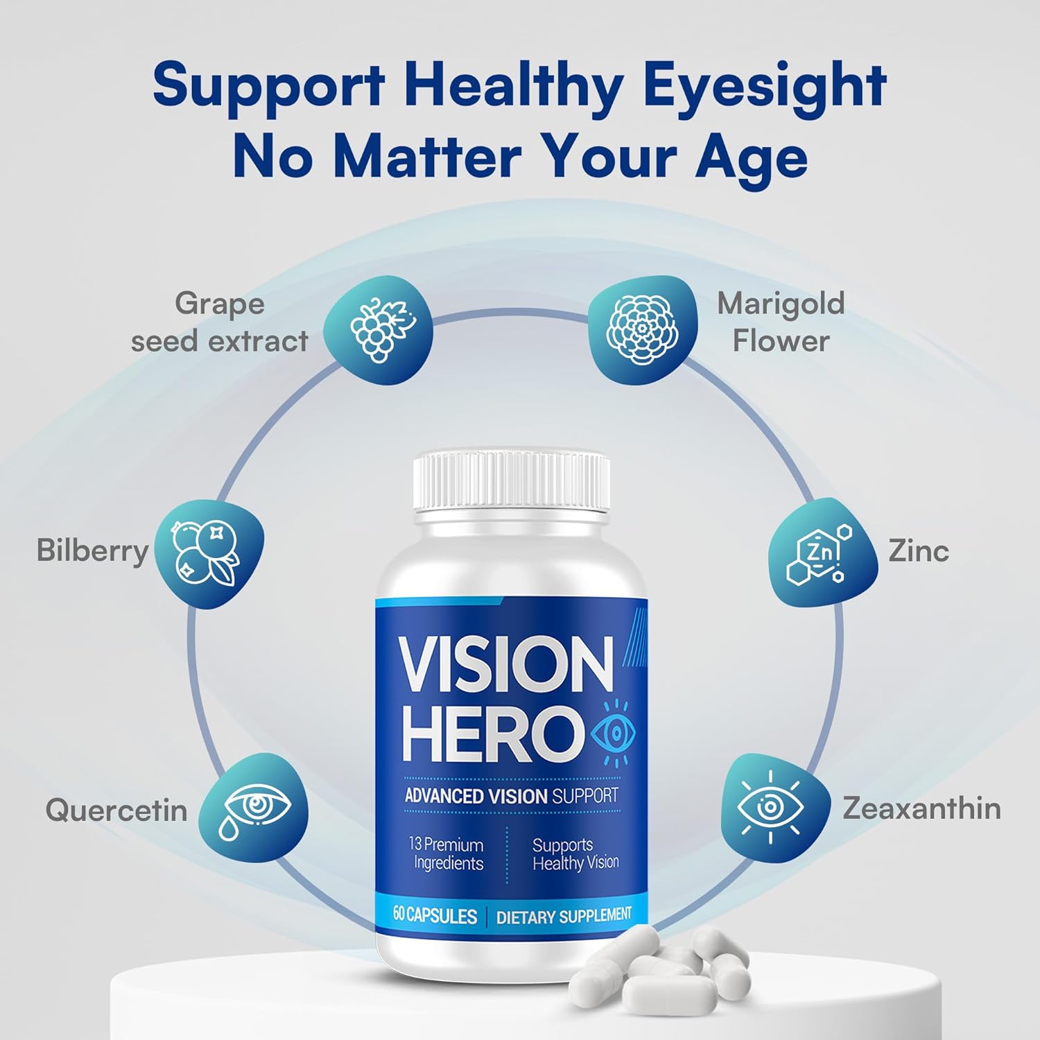 Advanced Vision Support Supplements for Adults - 120 Capsules Eye Health Formula - Pack of 2