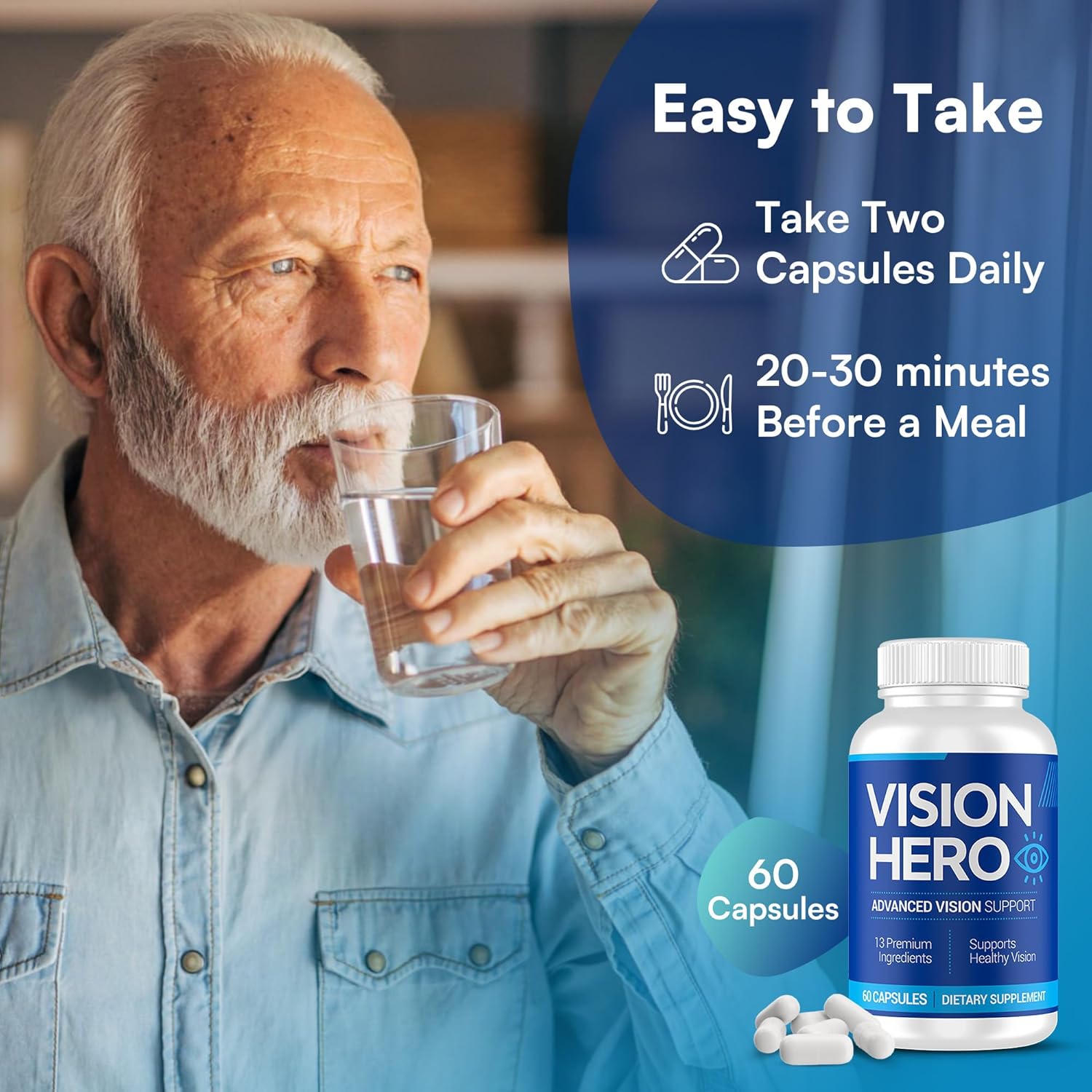 Advanced Vision Support Supplements for Adults - 120 Capsules Eye Health Formula - Pack of 2