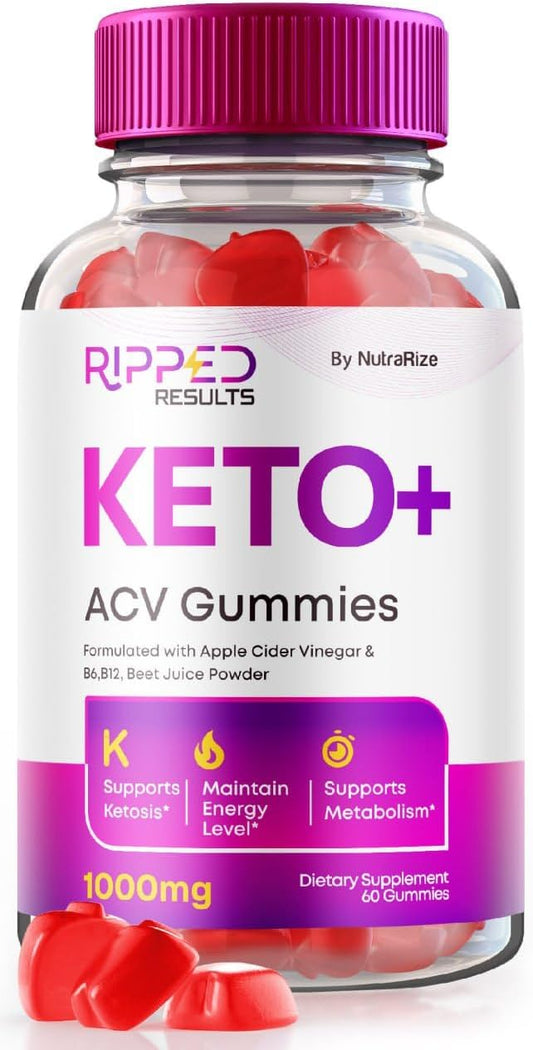 Advanced Weight Loss Keto Gummies with Apple Cider Vinegar, B6, B12 - NutraRize Ripped Results, Reviews (60 Gummies)