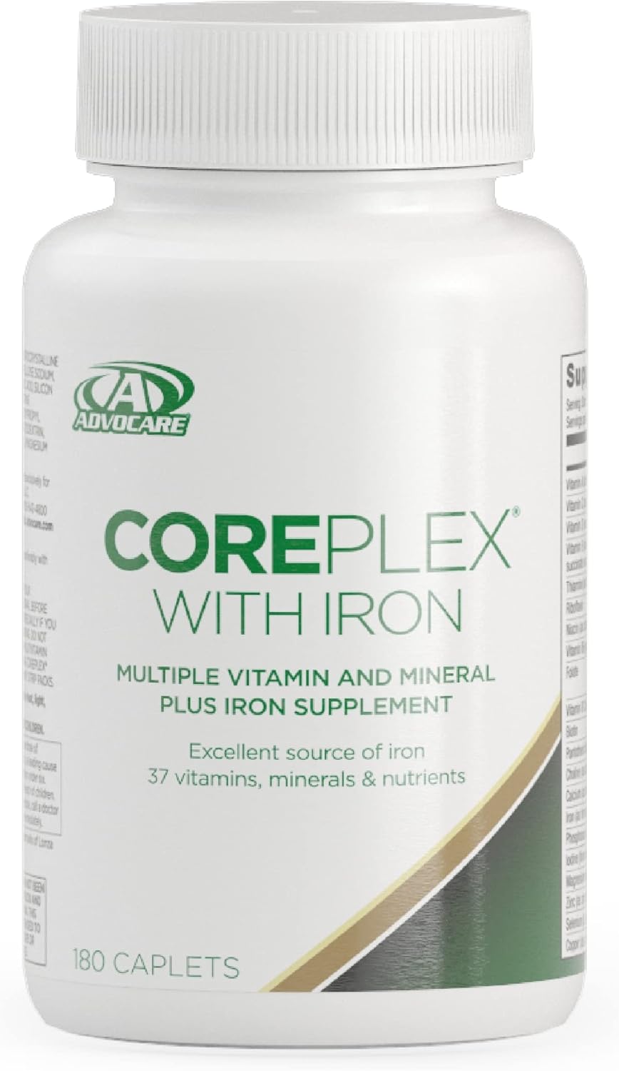 AdvoCare CorePlex with Iron - 180 Caplets - Multivitamin with Vitamin A, B-6, B-12, C & E - Includes Thiamine, Folic Acid & Magnesium