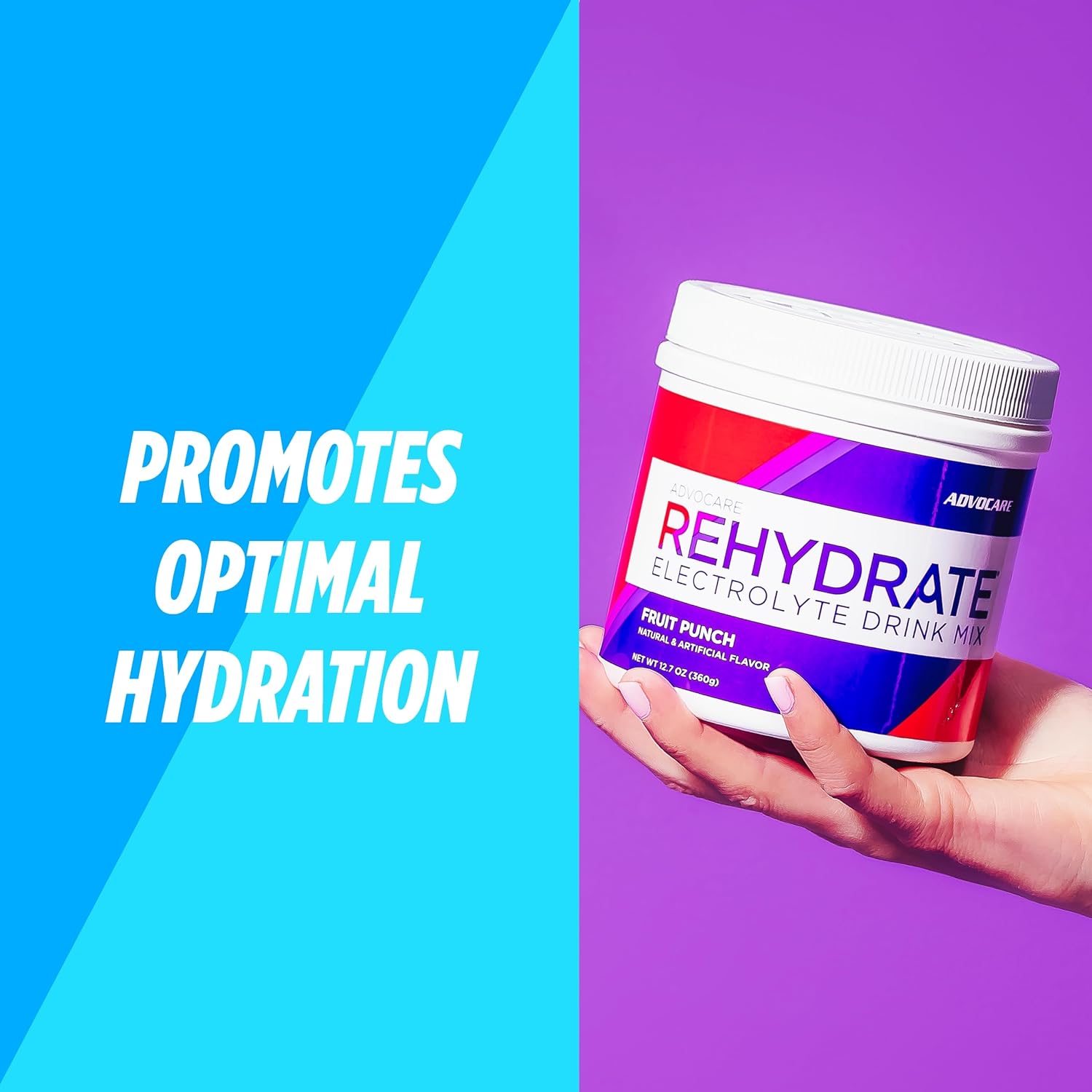 AdvoCare Rehydrate Electrolyte Drink Mix in Fruit Punch Flavor - Hydration & Recovery Formula with Sodium and Potassium - 12.7 oz