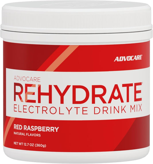 AdvoCare Rehydrate Red Raspberry Electrolyte Drink Mix - Hydration & Recovery Formula with Sodium and Potassium - 12.7 oz