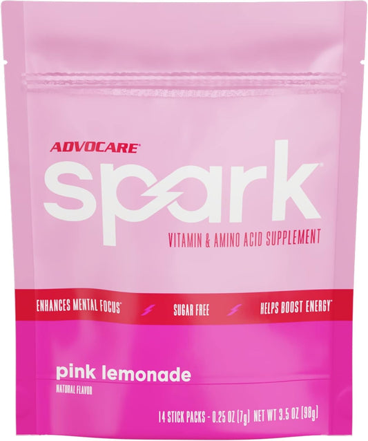 AdvoCare Spark Pink Lemonade Focus & Energy Drink Mix with Vitamins & Amino Acids - 14 Stick Packs