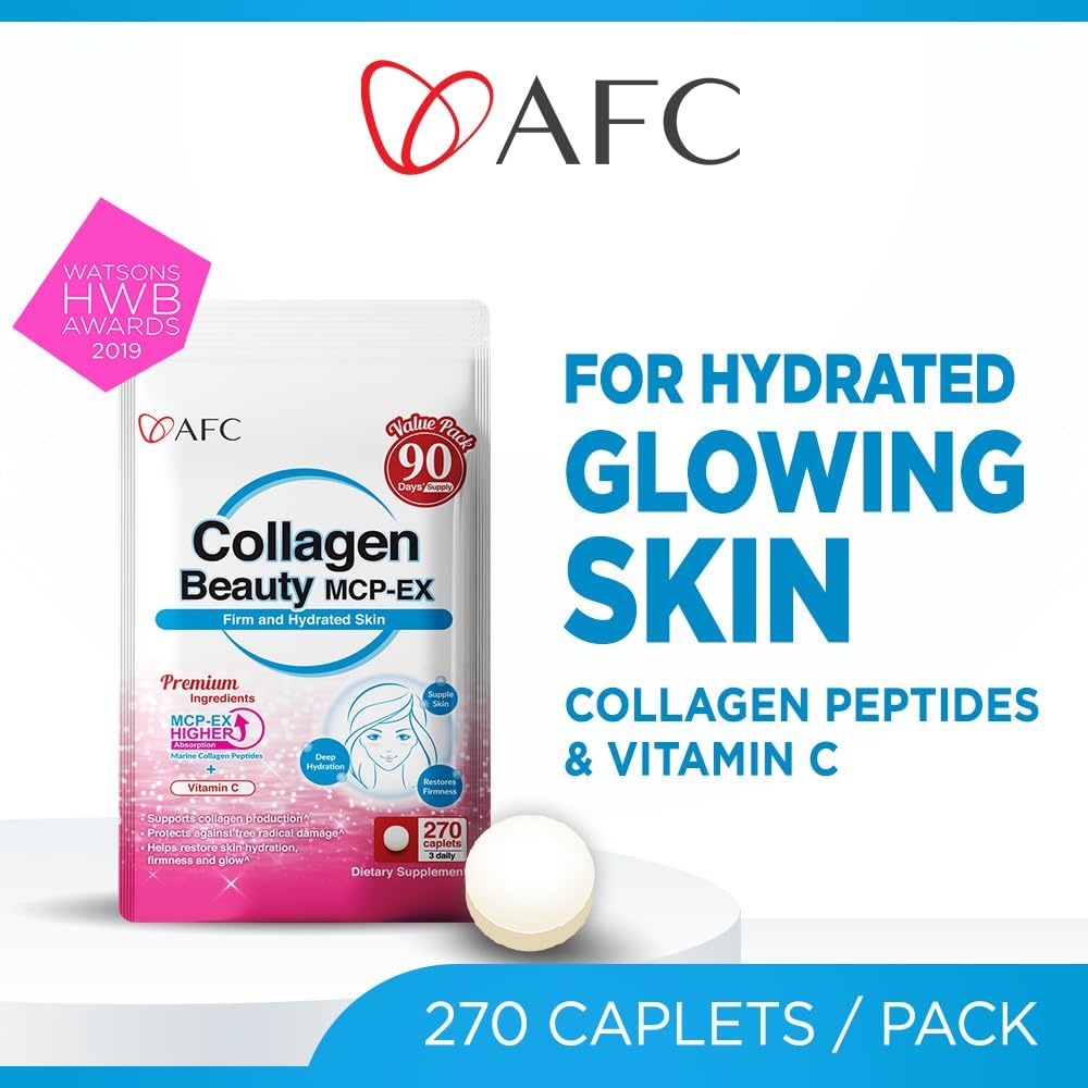 AFC Japan Collagen Beauty MCP-EX: Superior Marine Collagen Peptide for Skin, Hair, Nails, and Joints - 90 Day Supply for Women & Men
