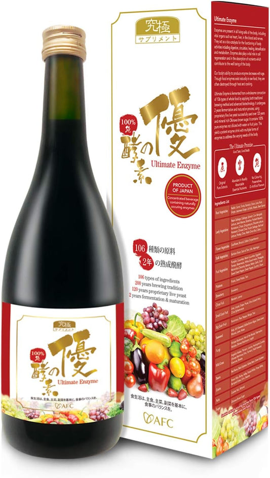 AFC Japan Ultimate Enzyme Drink - 100% Pure Extract of 106 Types of Vegetables & Fruits, Boost Metabolism, Immunity, Detox, Smooth Bowel, Relieve Gas, Bloating, Constipation - 720ml