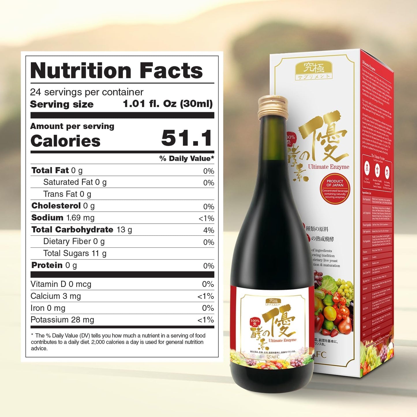 AFC Japan Ultimate Enzyme Drink - 100% Pure Extract of 106 Types of Vegetables & Fruits, Boost Metabolism, Immunity, Detox, Smooth Bowel, Relieve Gas, Bloating, Constipation - 720ml