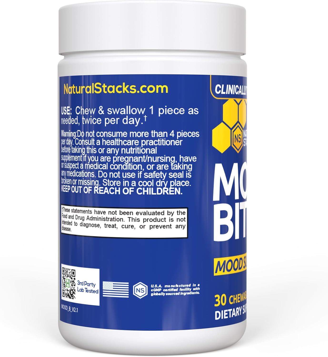 Affron Mood Bites with Vitamin B3 for Stress Relief - Saffron & Niacin Mood Support Supplement - Clinically Tested - 30 Citrus Peach Chewables
