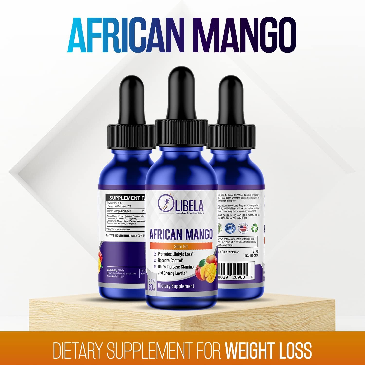 African Mango Liquid Drops for Weight Loss Support - Keto Detox, Appetite Suppressant, Vegan, USA Made - 2fl oz