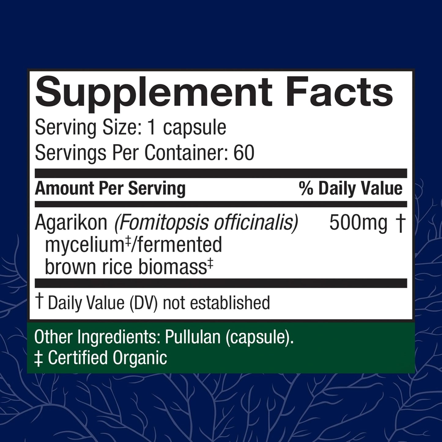 Agarikon Mushroom Capsules for Immune System Support - Herbal Dietary Supplement - 60 Capsules
