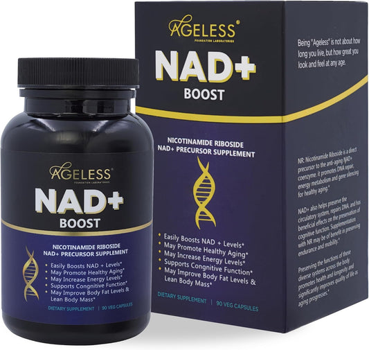 Ageless Foundation Laboratories NAD+ Supplement - Enhances Healthy Aging, Cognitive Function, Endurance, and Energy - 90 Capsules
