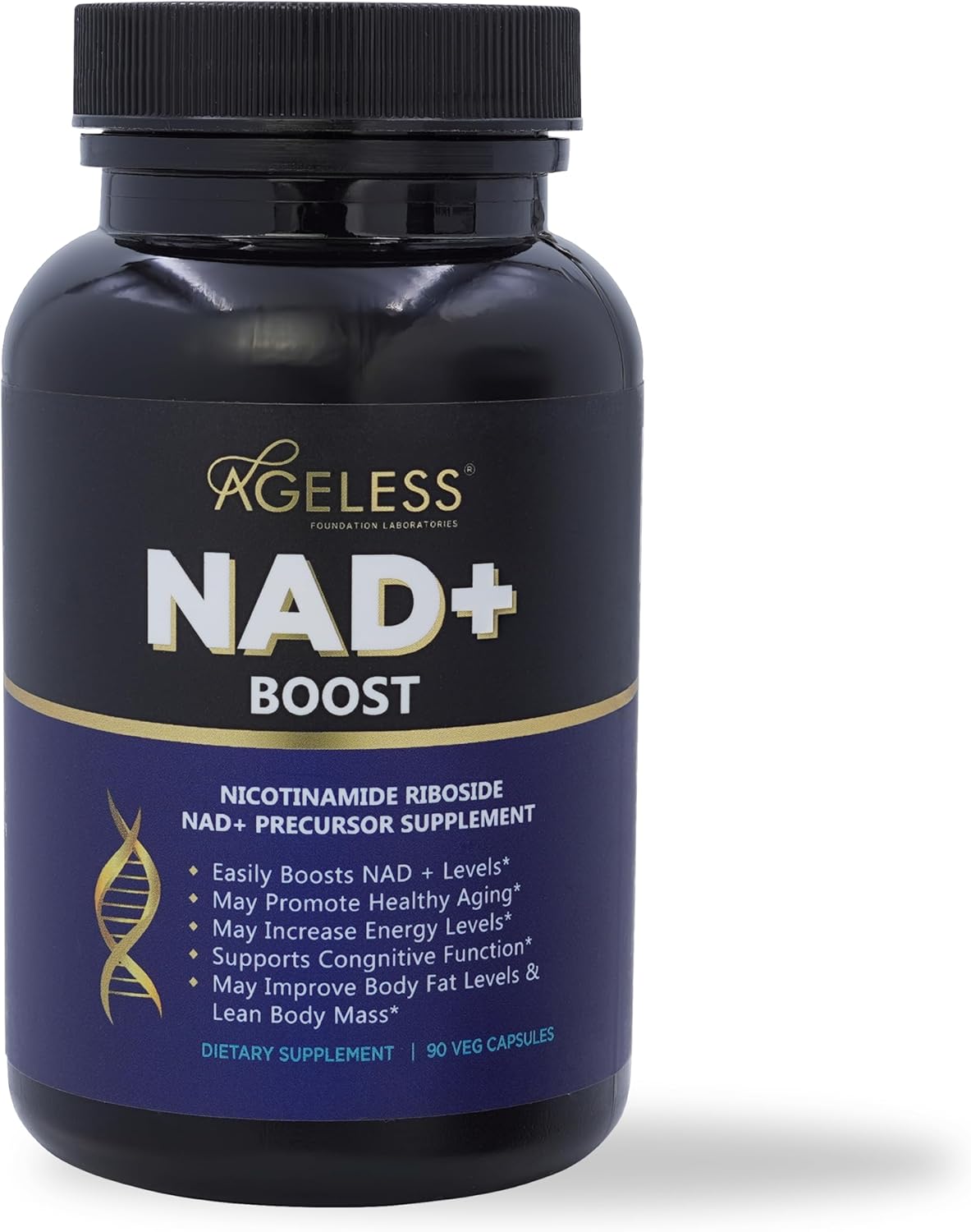 Ageless Foundation Laboratories NAD+ Supplement - Enhances Healthy Aging, Cognitive Function, Endurance, and Energy - 90 Capsules