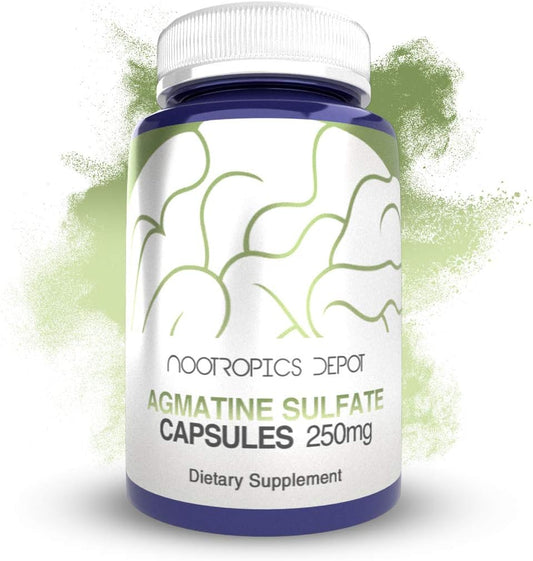 Agmatine Sulfate Capsules 250mg - 240 Count Energy Supplement - Amino Acid Derivative - Boosts Physical Strength, Workout Recovery - Nitric Oxide Booster by Nootropics Depot