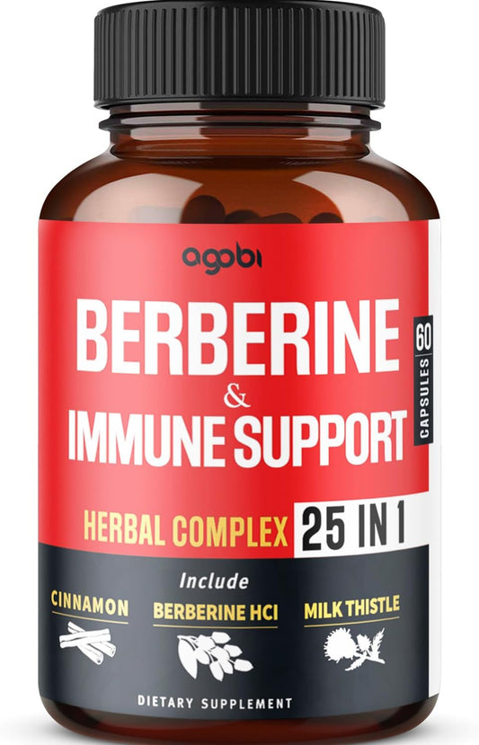 agobi Premium Berberine Supplement with Immune, Cardiovascular, and Digestive Support - 60 Capsules