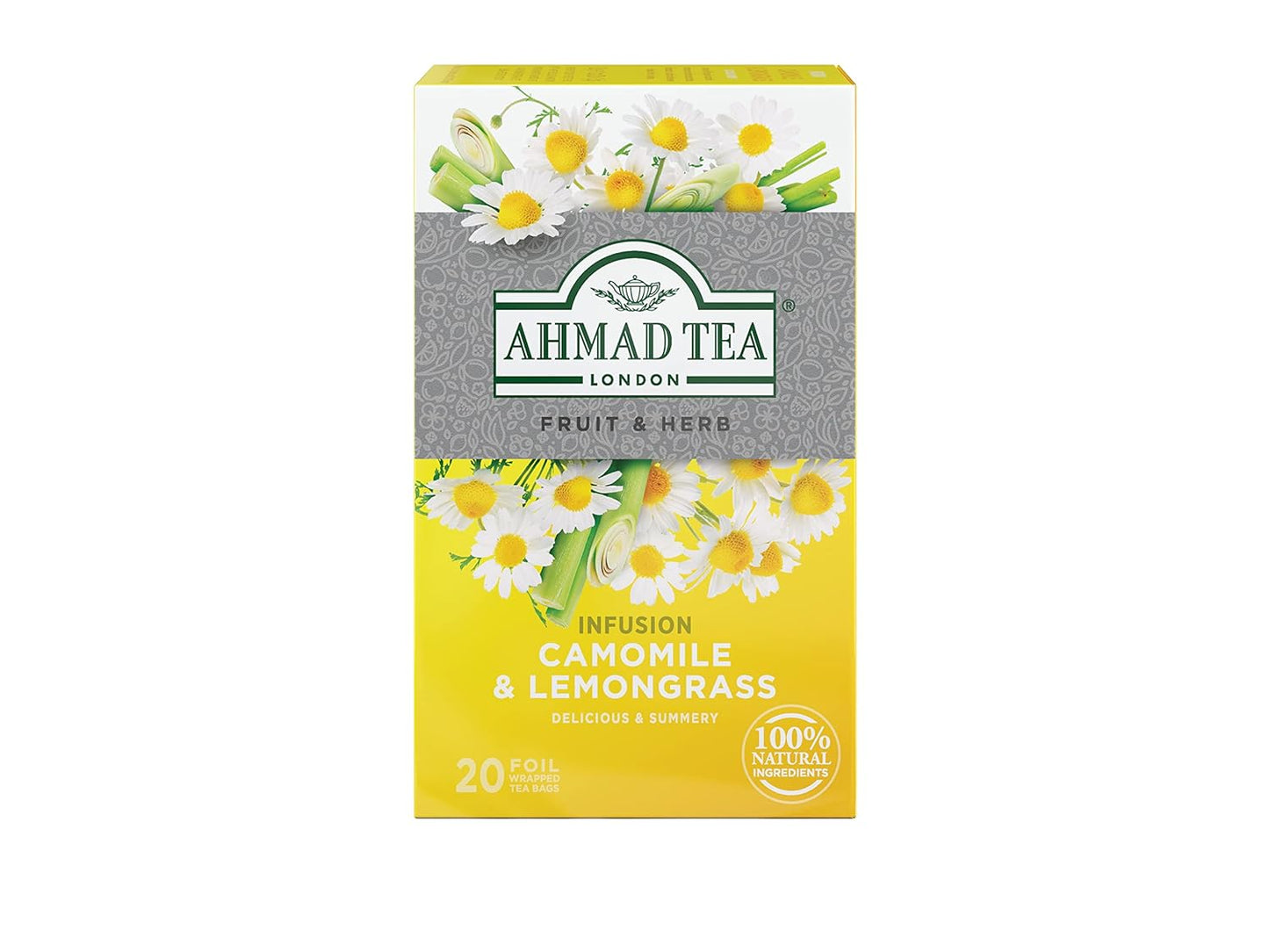 Ahmad Tea Camomile and Lemongrass Infusion Tea Bags, 20 Count x 6 Pack