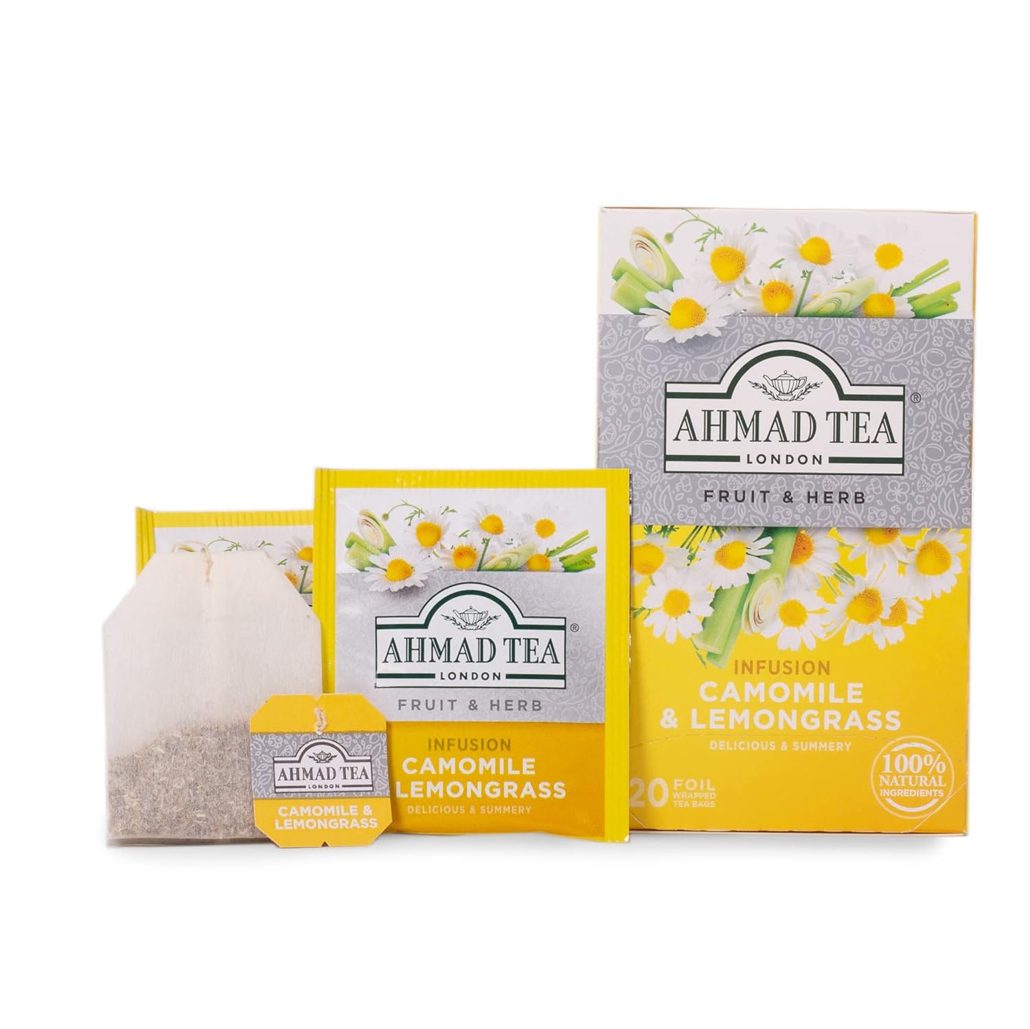 Ahmad Tea Camomile and Lemongrass Infusion Tea Bags, 20 Count x 6 Pack