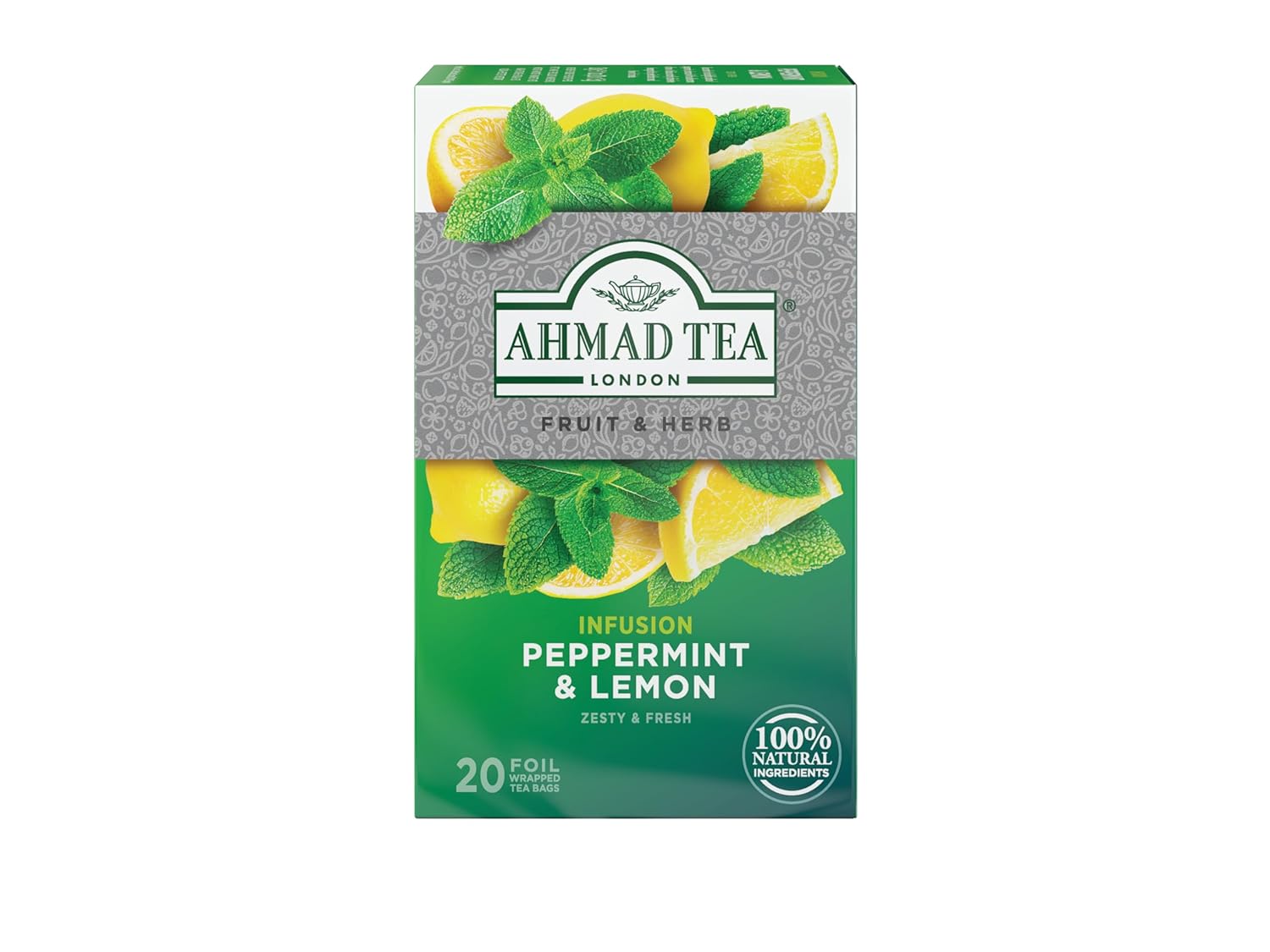 Ahmad Tea Peppermint Lemon Infusion - Refreshing Herbal Tea Blend
