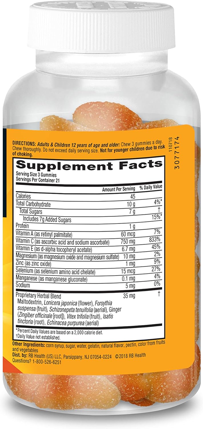 Airborne 750mg Vitamin C Gummies for Immune Support - Antioxidant Supplement with Vitamins C & E - 63 Zesty Orange Flavor Gummies