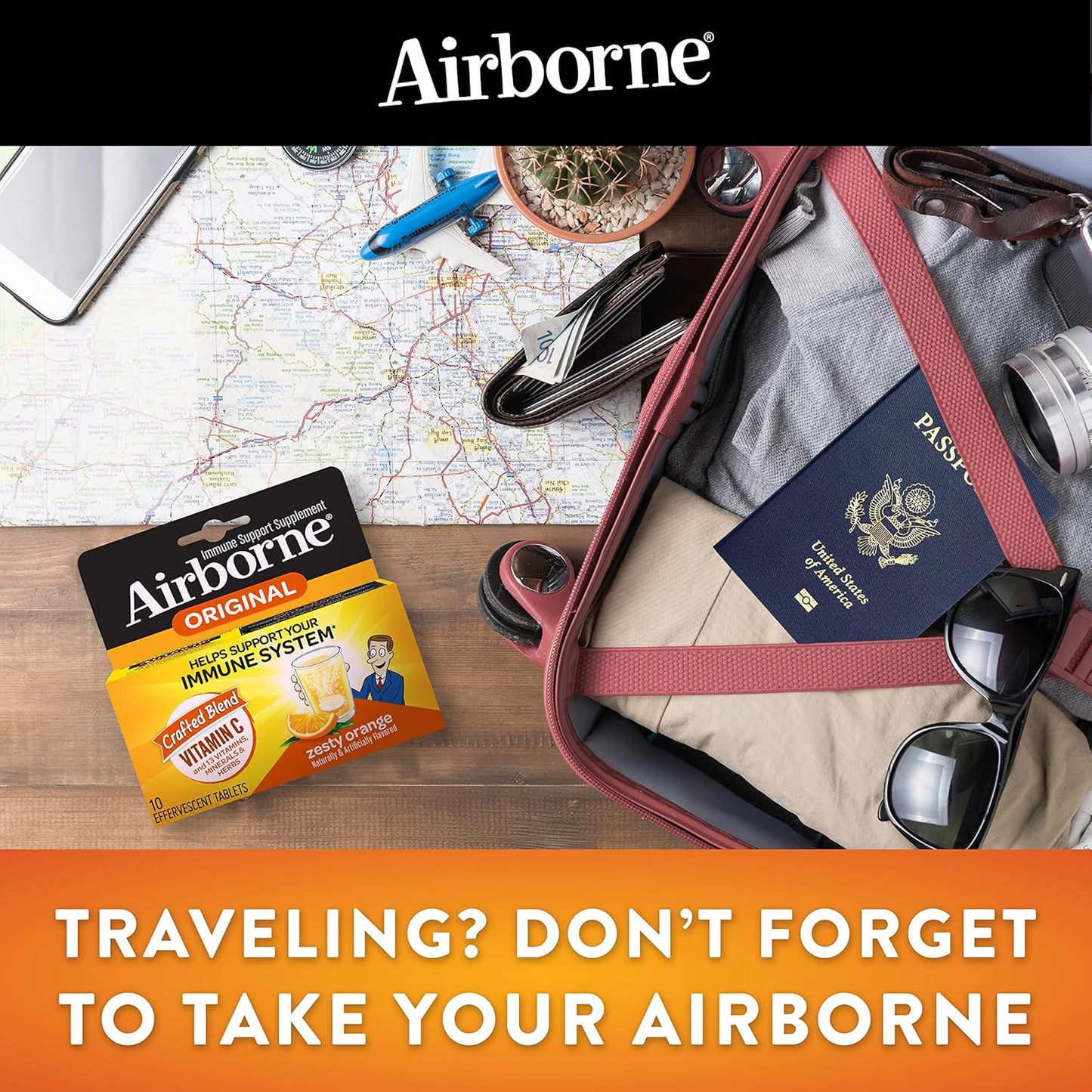 Airborne 750mg Vitamin C Gummies for Immune Support - Antioxidant Supplement with Vitamins C & E - 63 Zesty Orange Flavor Gummies