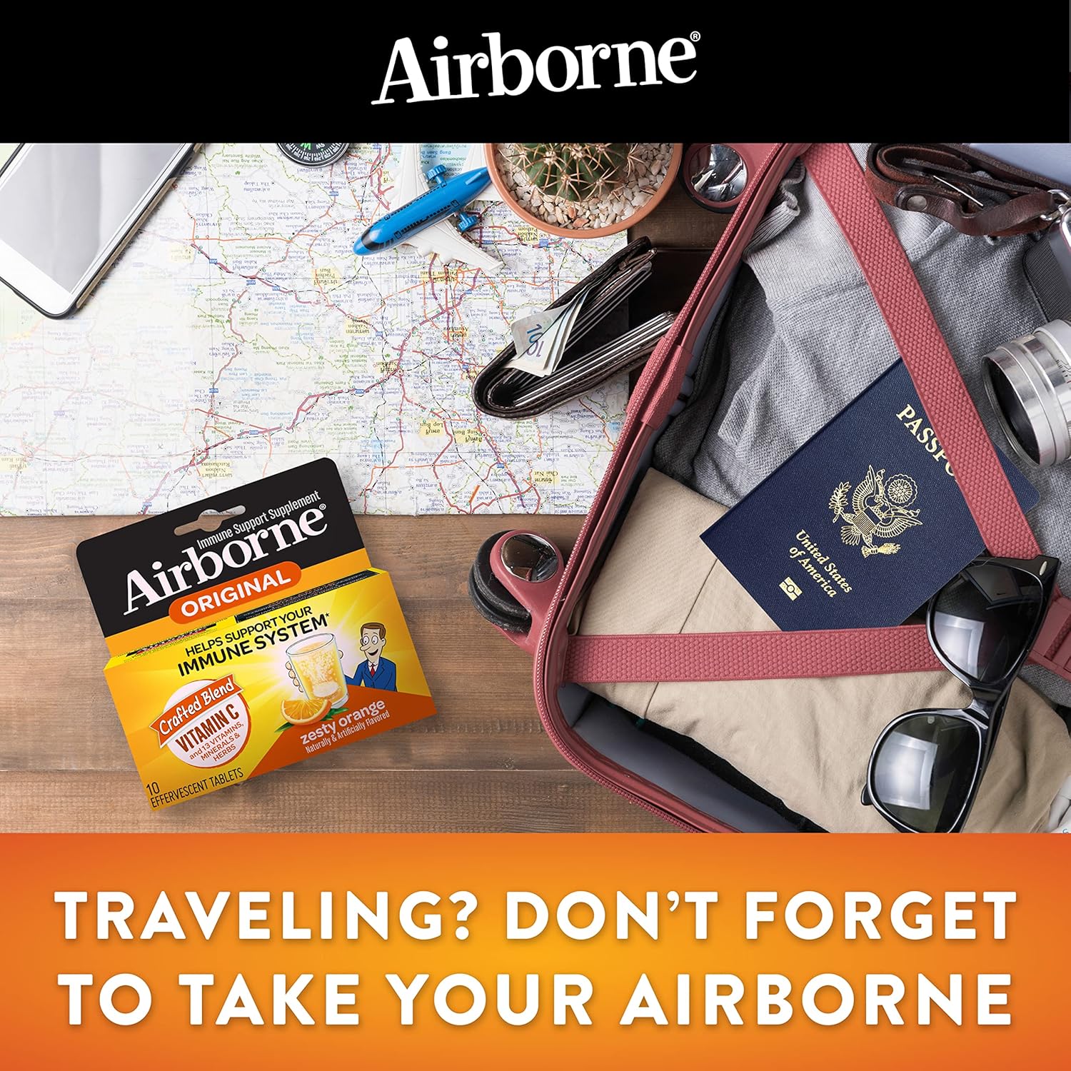 Airborne 750mg Vitamin C Gummies for Immune Support - Antioxidant Supplement with Vitamins C & E - 63 Zesty Orange Flavor Gummies