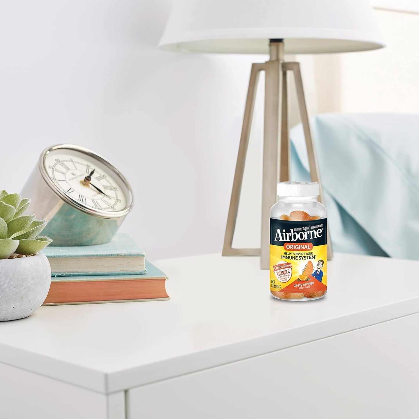 Airborne 750mg Vitamin C Gummies for Immune Support - Antioxidant Supplement with Vitamins C & E - 63 Zesty Orange Flavor Gummies