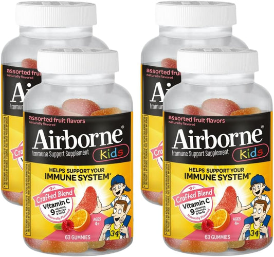 Airborne Kids Immune Support Gummies with Vitamin C & Zinc - 252 Gummies, Assorted Fruit Flavor Pack