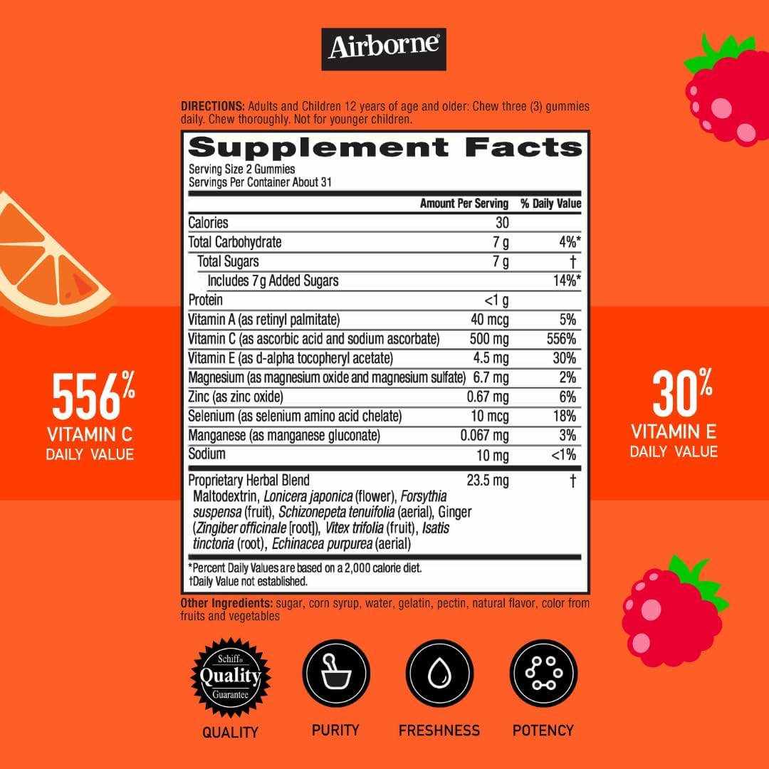 Airborne Kids Immune Support Gummies with Vitamin C & Zinc - 252 Gummies, Assorted Fruit Flavor Pack