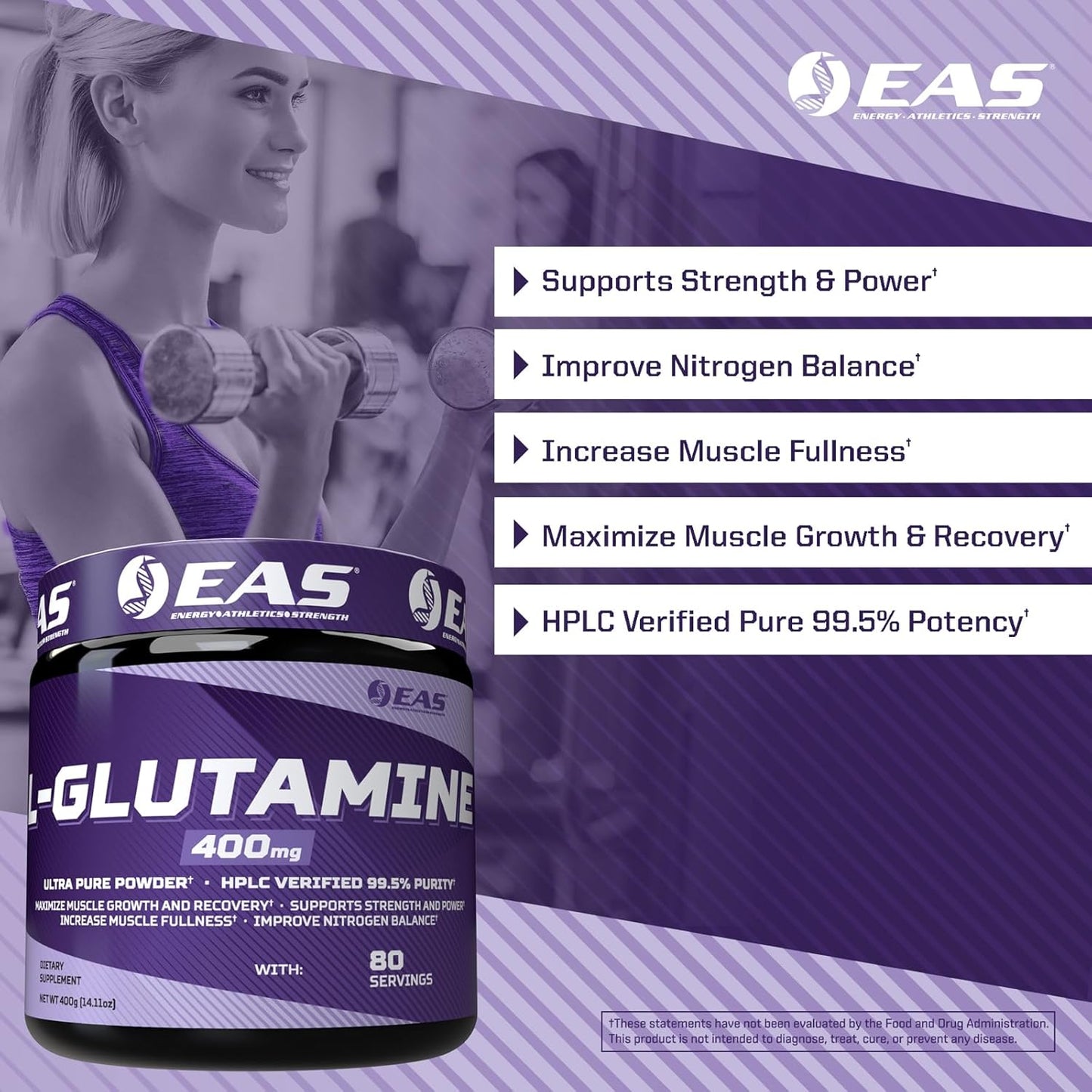 AjiPure Glutamine Powder | 99.5% Purity L-Glutamine for Muscle Growth & Recovery | Enhance Nitrogen Balance | 400mg, 80 Servings (Unflavored)