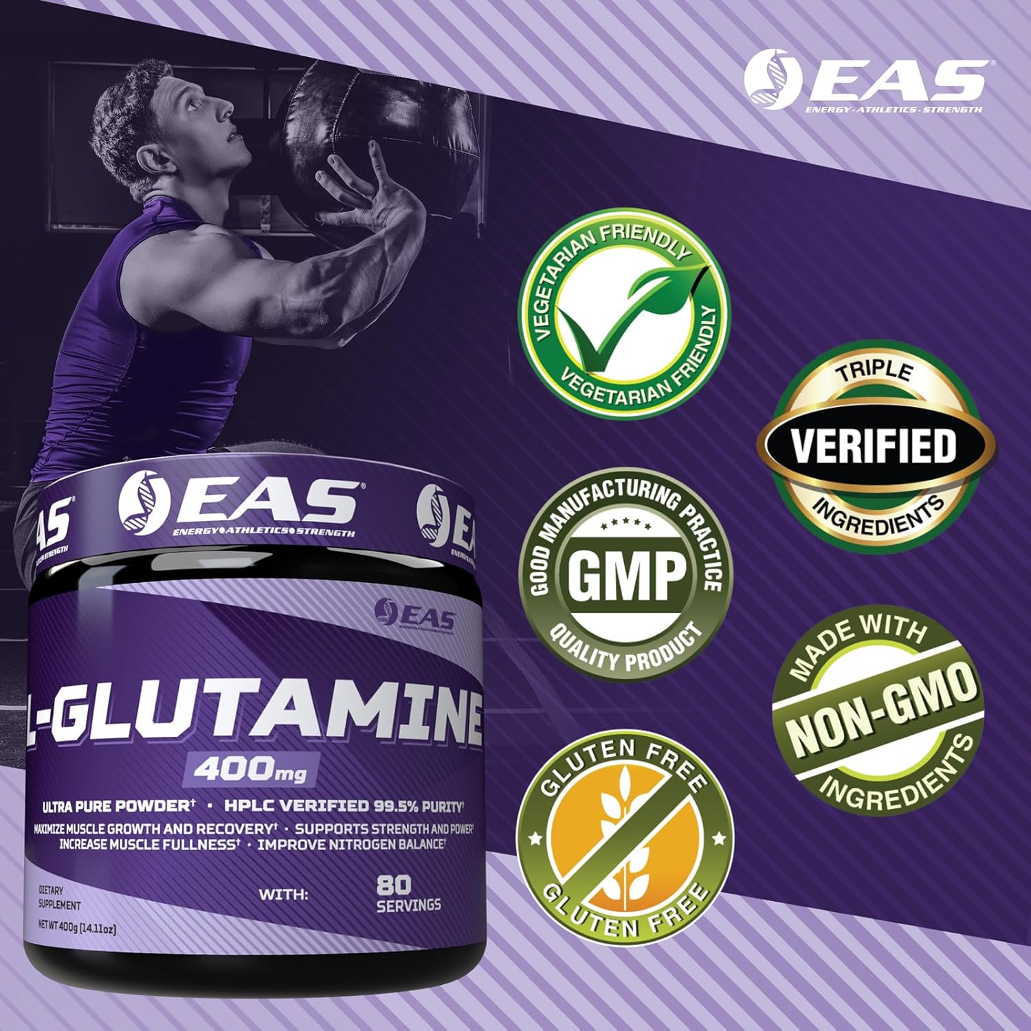 AjiPure Glutamine Powder | 99.5% Purity L-Glutamine for Muscle Growth & Recovery | Enhance Nitrogen Balance | 400mg, 80 Servings (Unflavored)