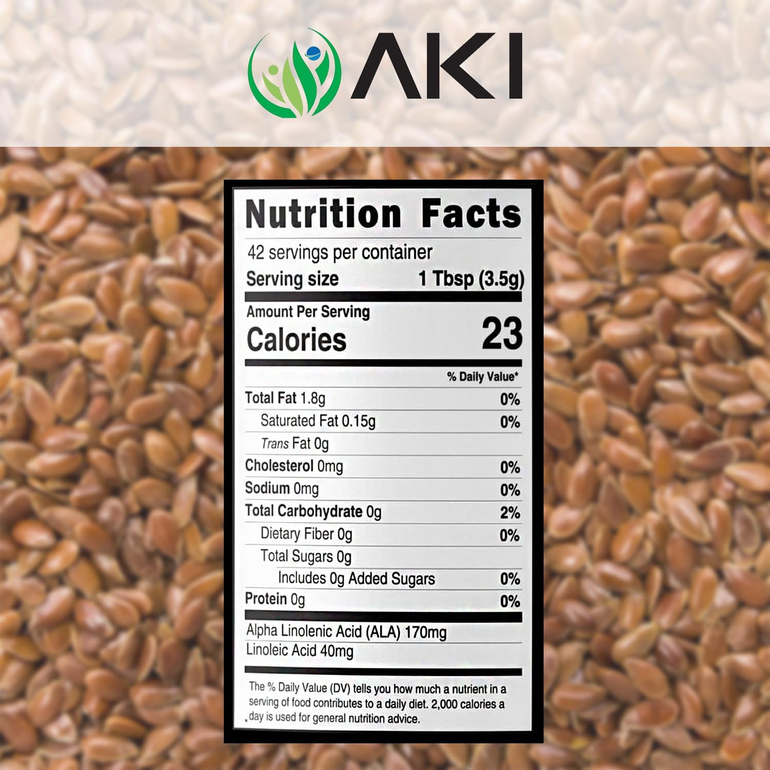 AKI Organic Flaxseed Oil Powder - Rich in Omega-3 Fatty Acids, Fiber, & Lignans - No Artificial Additives - High-Quality Ingredients - 5.30oz/150g