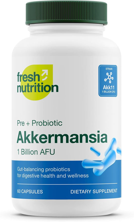 Akkermansia Muciniphila Probiotic Capsules - Boost GLP-1 Production - 1 Billion AFU - Pre + Probiotic Supplement - 60 Count