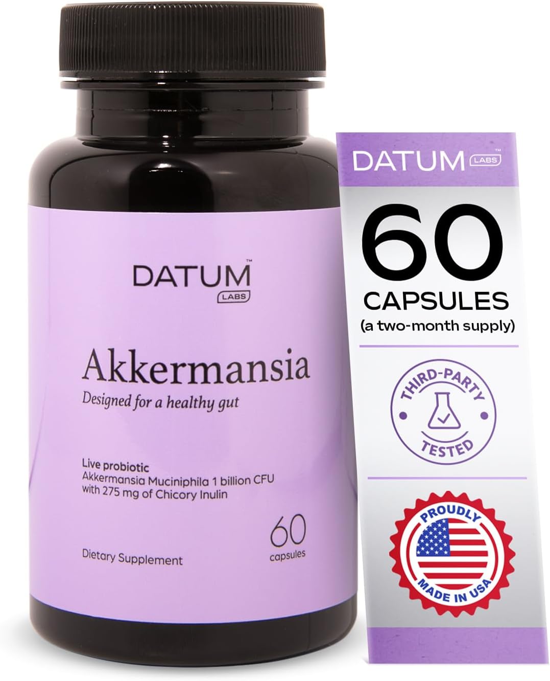 Akkermansia Muciniphila Probiotic + Prebiotic Supplement - Boosts GLP-1, Delayed Release, Third-Party Tested - 1Bn CFU (60 Capsules)