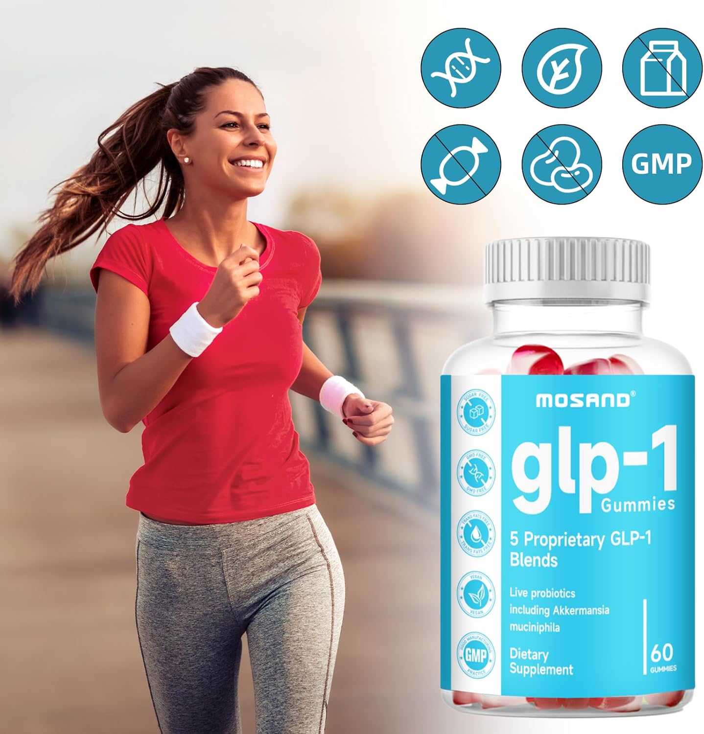 Akkermansia Probiotic Gummies with Berberine for Gut Health - 60 Strawberry Flavored Gummies, No Added Sugar