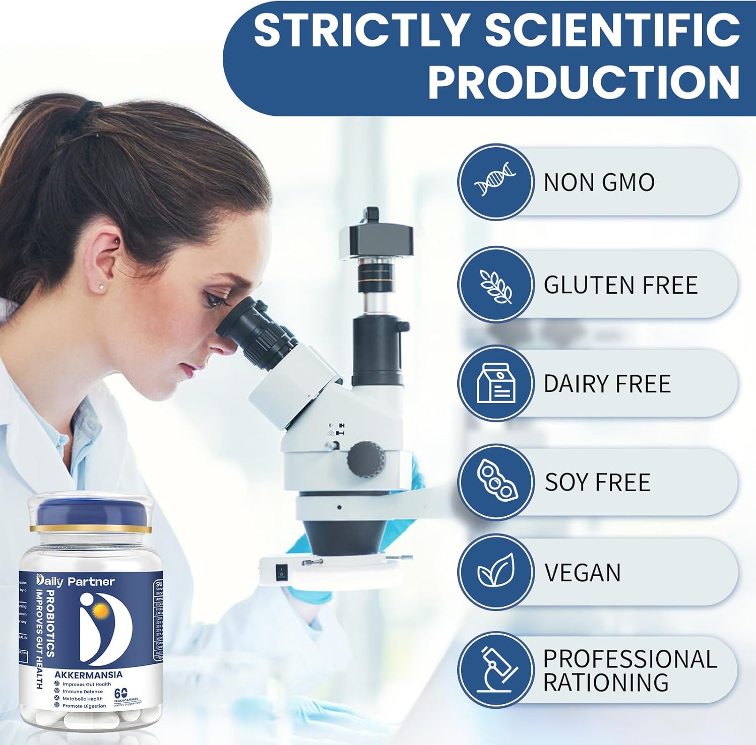 Akkermansia Probiotic with Butyrate for Digestive Health, 30 Billion CFU, 60 Count - Supports GLP-1 Production, Gut Health - Delayed Release Formula for Women & Men
