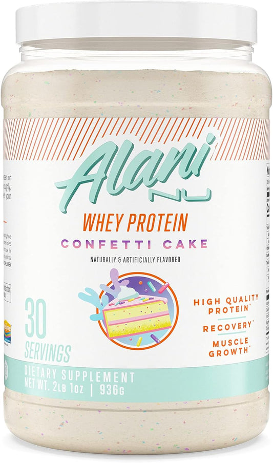 Alani Nu Confetti Cake Whey Protein Powder: Low Sugar, Digestive Enzymes, 23g Protein | Meal Replacement | Low Fat Low Carb Blend | 30 Servings