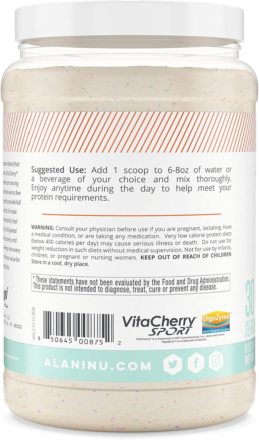 Alani Nu Confetti Cake Whey Protein Powder: Low Sugar, Digestive Enzymes, 23g Protein | Meal Replacement | Low Fat Low Carb Blend | 30 Servings