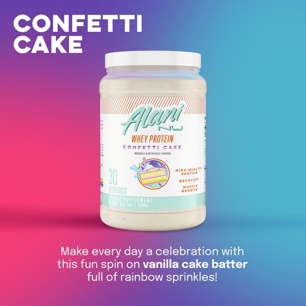 Alani Nu Confetti Cake Whey Protein Powder: Low Sugar, Digestive Enzymes, 23g Protein | Meal Replacement | Low Fat Low Carb Blend | 30 Servings