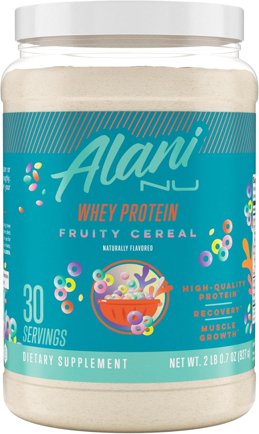 Alani Nu Fruity Cereal Whey Protein Powder: 23g Protein, Low Sugar, Digestive Enzymes, Meal Replacement - 30 Servings