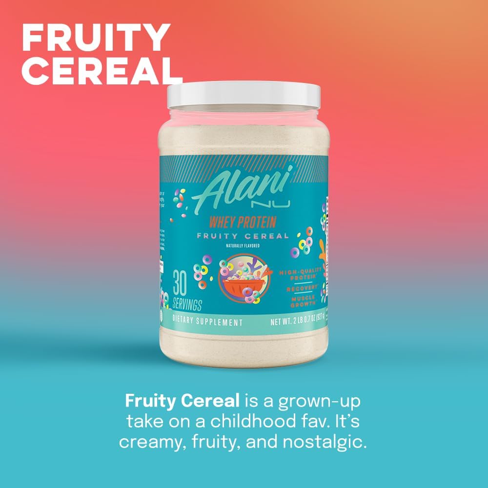 Alani Nu Fruity Cereal Whey Protein Powder: 23g Protein, Low Sugar, Digestive Enzymes, Meal Replacement - 30 Servings