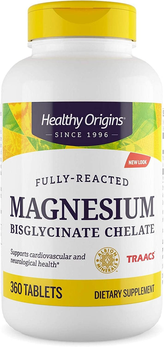 Albion Magnesium Bisglycinate Chelate (TRAACS) - Brain & Heart Health Support - Unbuffered Supplement - 360 Tablets