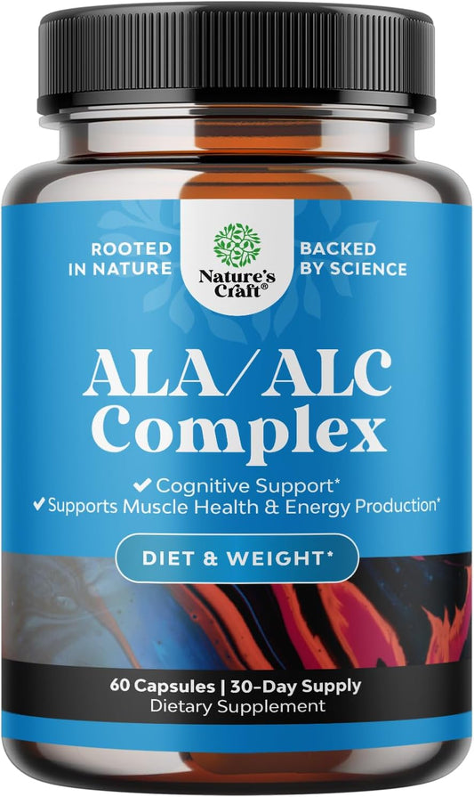 Alc and Alpha Lipoic Acid Antioxidant Supplements for Skin Health and Weight Loss - Essential Fatty Acids for Metabolism Boost
