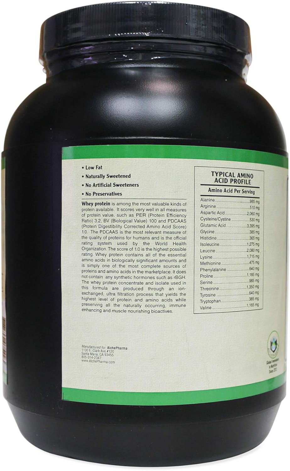 AlchePharma AP Vanilla Grass Fed Whey Protein: High Quality with PER 3.2, BV 100, PDCAAS 1.0 - 32 oz.