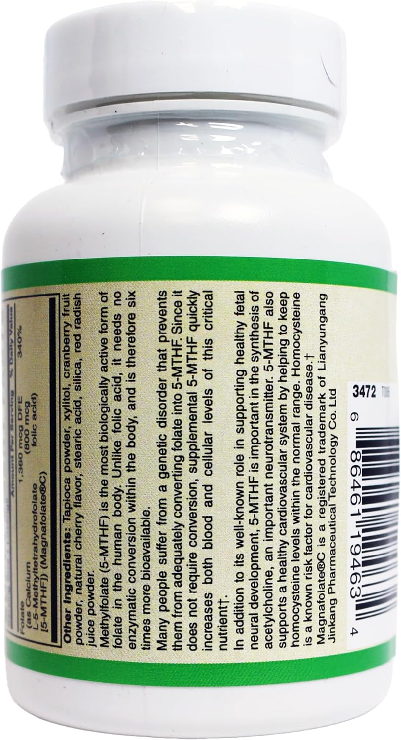 AlchePharma Magnafolate® Coenzymated Methylfolate Lozenges 1360 mcg DFE - Patented Formula