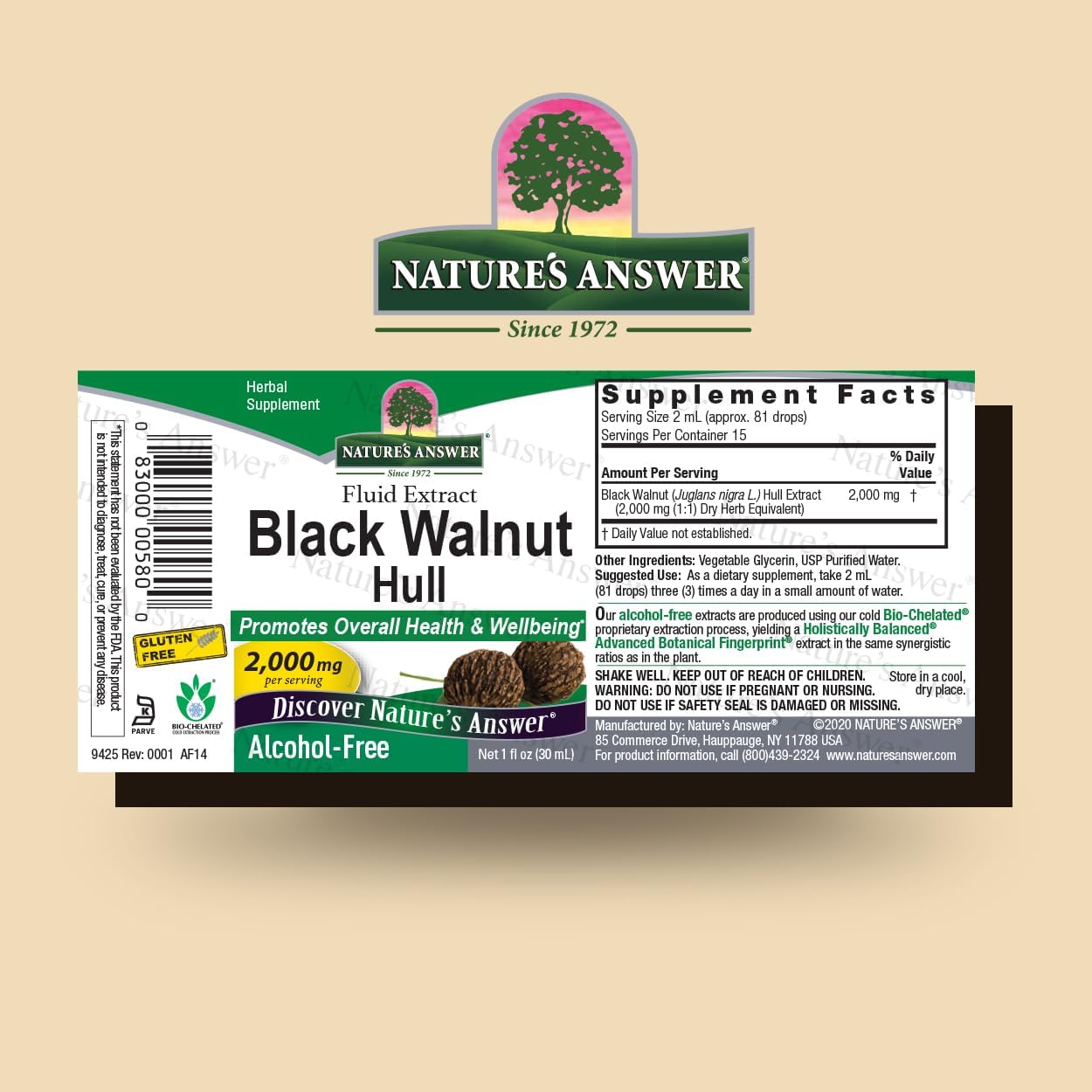 Alcohol-Free Black Walnut Green Hull Extract 1oz - Gluten-Free & Kosher - Detox & Liver Support Supplement