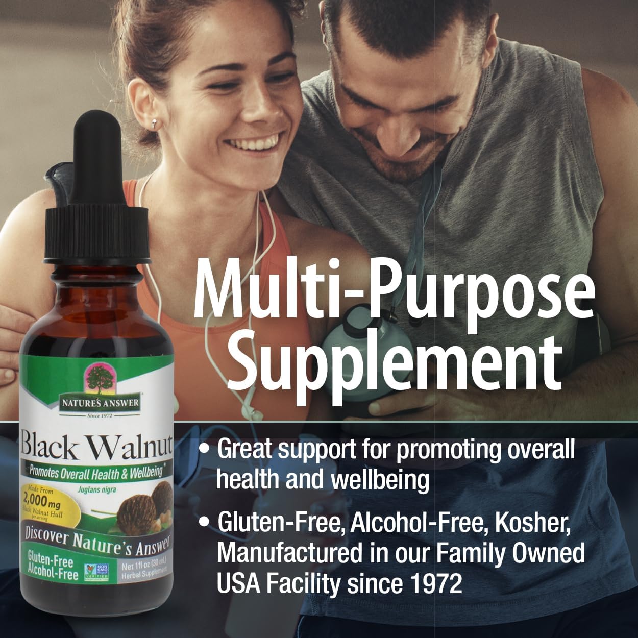 Alcohol-Free Black Walnut Green Hull Extract 1oz - Gluten-Free & Kosher - Detox & Liver Support Supplement