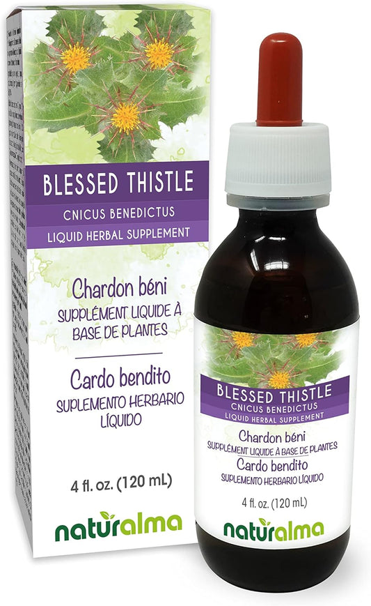 Alcohol-Free Blessed Thistle Herb Tincture - 4 fl oz Liquid Extract Drops - Vegan Herbal Supplement