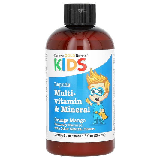Alcohol-Free California Gold Nutrition Liquid Multi-Vitamin for Kids, Orange Mango Flavor, 8 fl oz