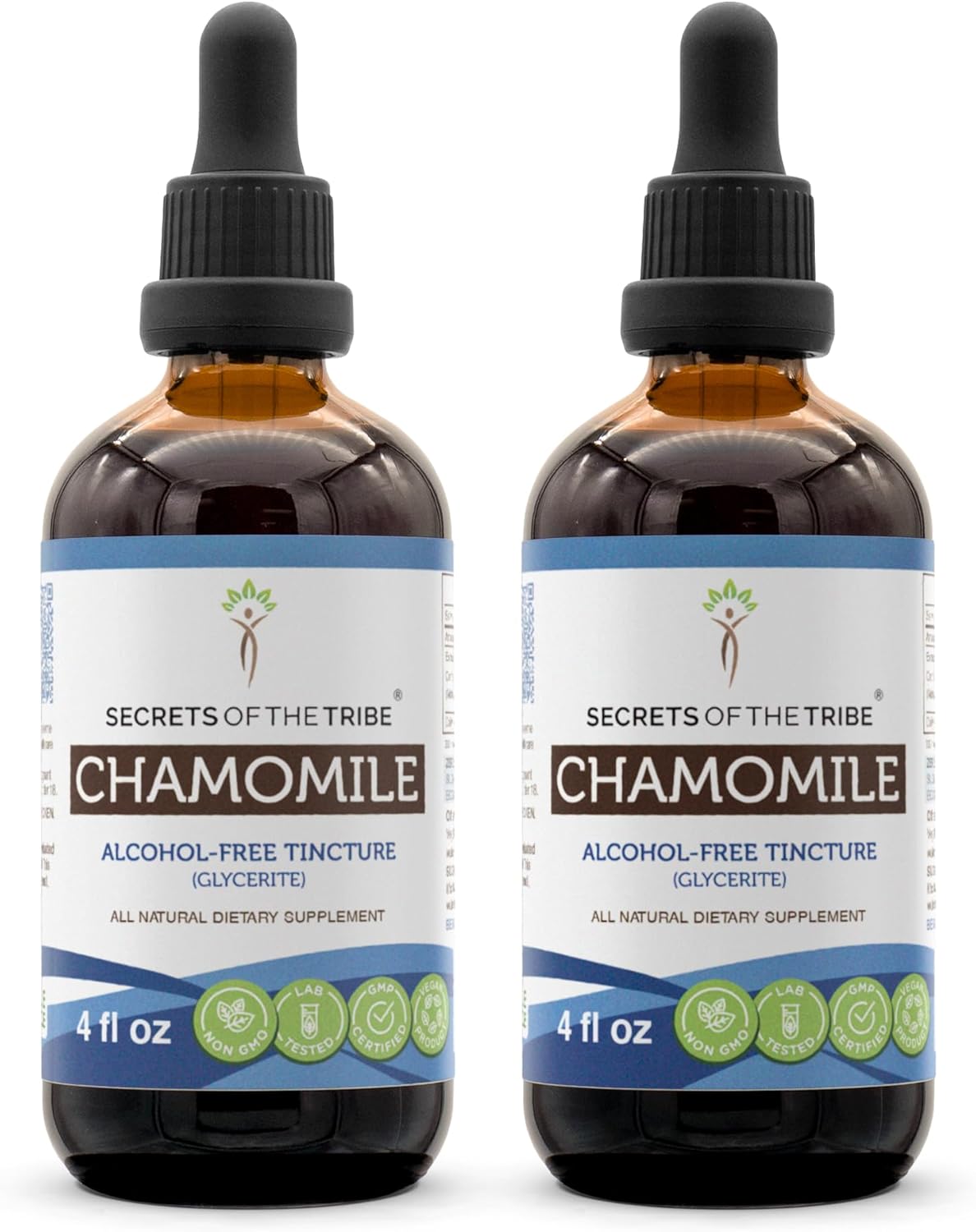 Alcohol-Free Chamomile Tincture Extract for Healthy Digestion & Calming - 4 OZ (Pack of 2) by Secrets of the Tribe