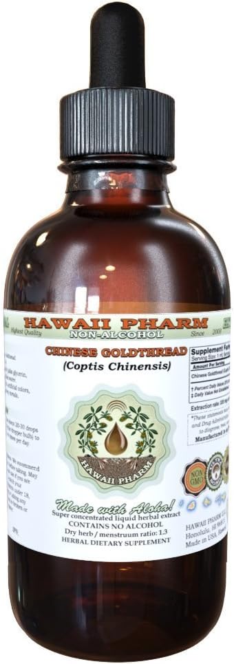 Alcohol-Free Chinese Goldthread Liquid Extract - 2oz Herbal Supplement from Hawaii Pharm